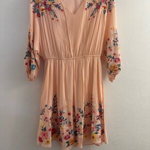 Savanna Jane Peach Floral Embroidered Dress